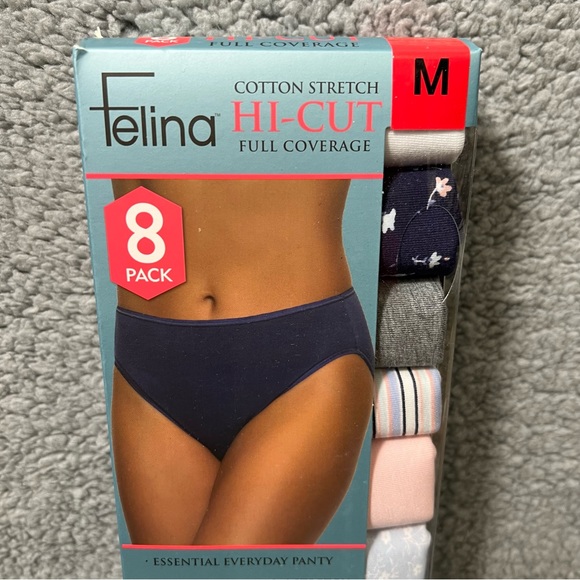 Felina Womens 8 Pack Hi-Cut Brief Cotton Modal Stretch Size M Multicolor New - Picture 10 of 13